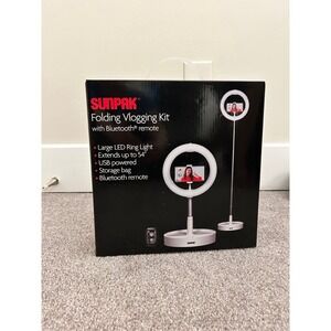Sunpak Compact Folding Vlogging Kit Ring Light Bluetooth Remote White